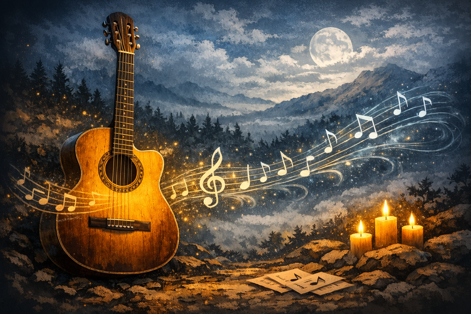 Illustration av klassisk gitarr för kursen Ren moll